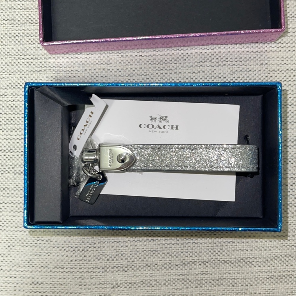 Coach Silver Sparkle Key Chain Loop - Picture 1 of 4